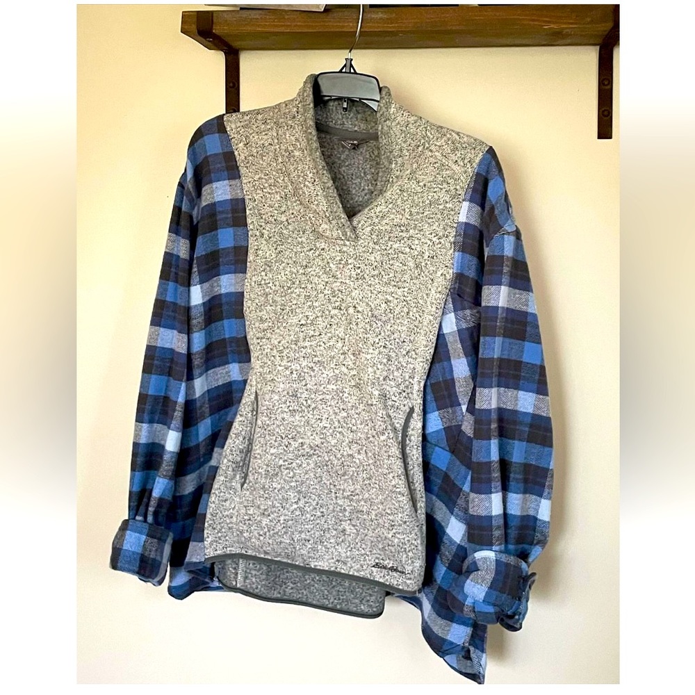 Eddie Bauer upcycled flannel pull over